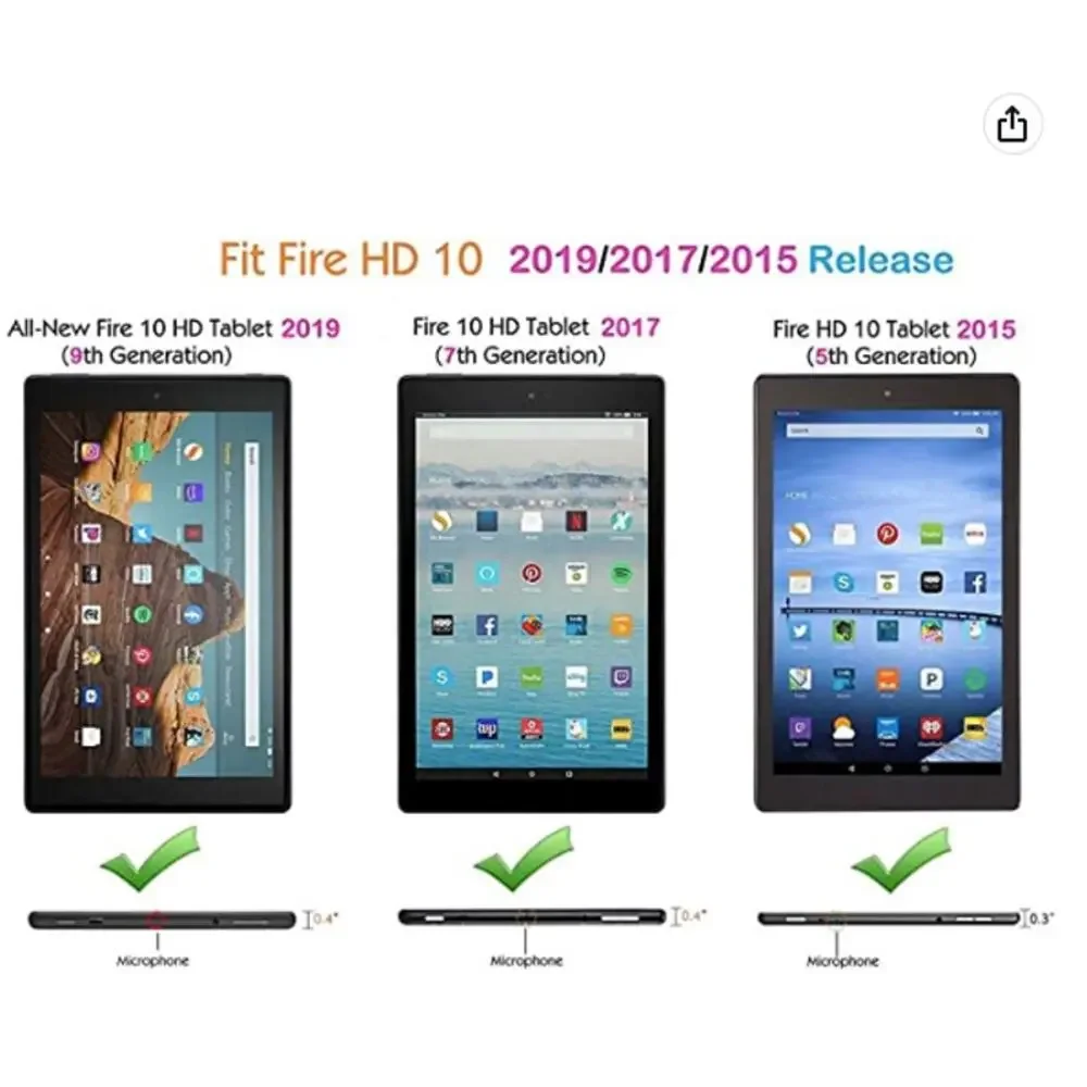 Shreborn Fire HD 10 Pink Cat Ear Tablet Carrying Case Kid Proof 11 Generation